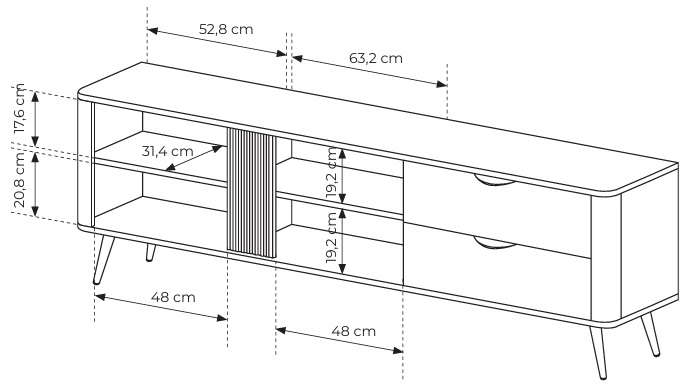 ERIS Szafka RTV 195 2D2S na wysokich nóżkach - zdjęcie produktu